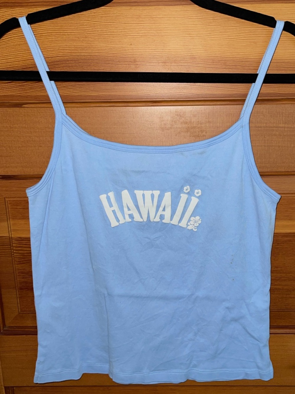 Hawaii Graphic Light Blue Spaghetti Strap Tank Top - XL - EUC